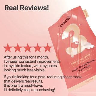 Numbuzin – No. 3 Tingle Pore Softening Sheet Mask, 1 Box, 5ea