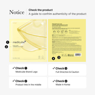 Medicube – Kojic Acid Turmeric Brightening Gel Mask, 1 Box, 4 sheets x 28g