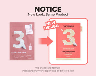 Numbuzin – No. 3 Tingle Pore Softening Sheet Mask, 1 Box, 5ea