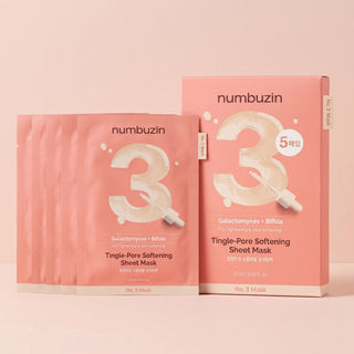 Numbuzin – No. 3 Tingle Pore Softening Sheet Mask, 1 Box, 5ea